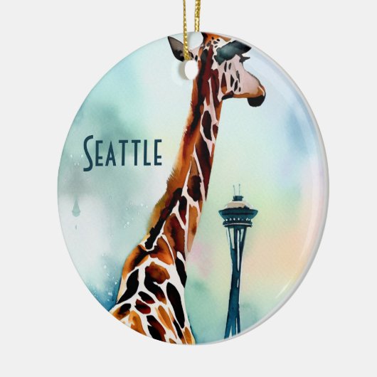 Seattle Giraffe kerst souvenir Keramisch Ornament (Links)