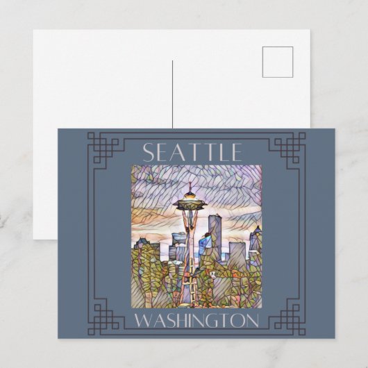 Seattle Glas in lood Briefkaart (Voorkant / Achterkant)