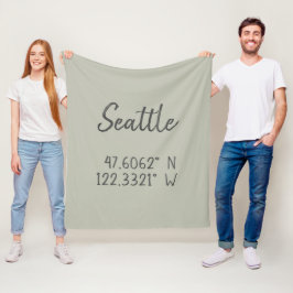 Seattle GPS-coördinaten lengtegraad Latitude Fleece Deken
