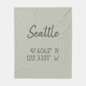 Seattle GPS-coördinaten lengtegraad Latitude Fleece Deken (Voorkant)