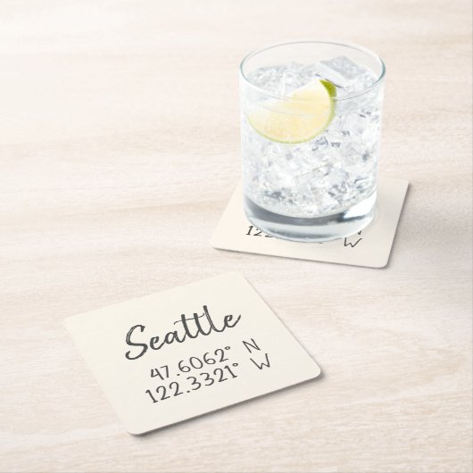 Seattle GPS-coördinaten lengtegraad Latitude Pa Kartonnen Onderzetters (Insitu)