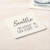 Seattle GPS-coördinaten lengtegraad Latitude Pa Kartonnen Onderzetters (Schuin)