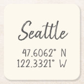 Seattle GPS-coördinaten lengtegraad Latitude Pa Kartonnen Onderzetters (Voorkant)