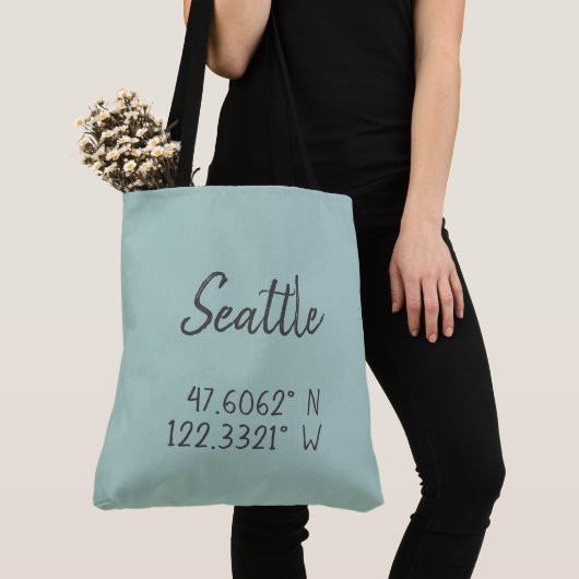 Seattle GPS-coördinaten lengtegraad Latitude Tote Bag (Dichtbij)