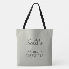 Seattle GPS-coördinaten lengtegraad Latitude Tote Bag