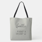 Seattle GPS-coördinaten lengtegraad Latitude Tote Bag (Achterkant)