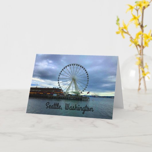 Seattle Great Wheel #2-kaart Kaart (Gele Bloem)