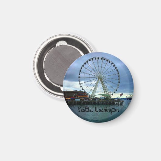 Seattle Great Wheel #2 Round Magnet (Voorkant / Achterkant)