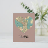 Seattle Heart Map Briefkaart (Staand voorkant)