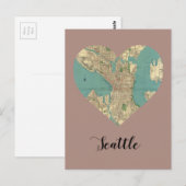 Seattle Heart Map Briefkaart (Voorkant / Achterkant)
