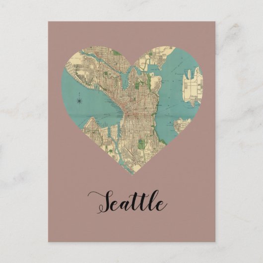 Seattle Heart Map Briefkaart (Voorkant)