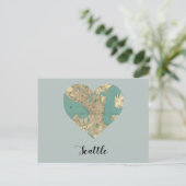 Seattle Heart Map Briefkaart (Staand voorkant)