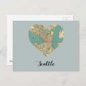 Seattle Heart Map Briefkaart (Voorkant / Achterkant)