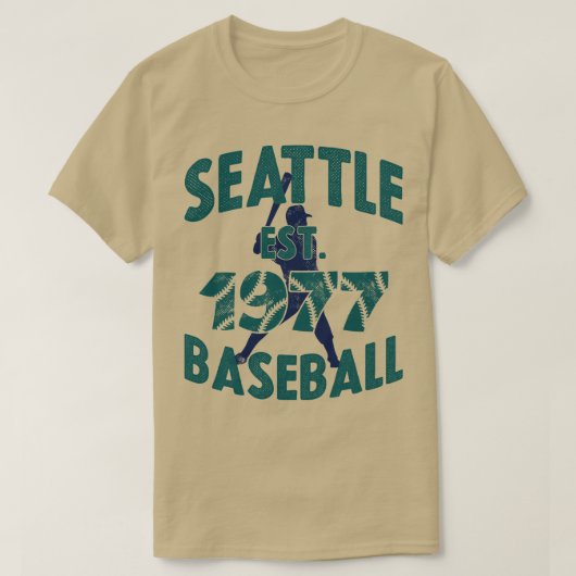  Seattle Honkbal EST 1977 Honkbal Batter T-shirt (Design voorkant)