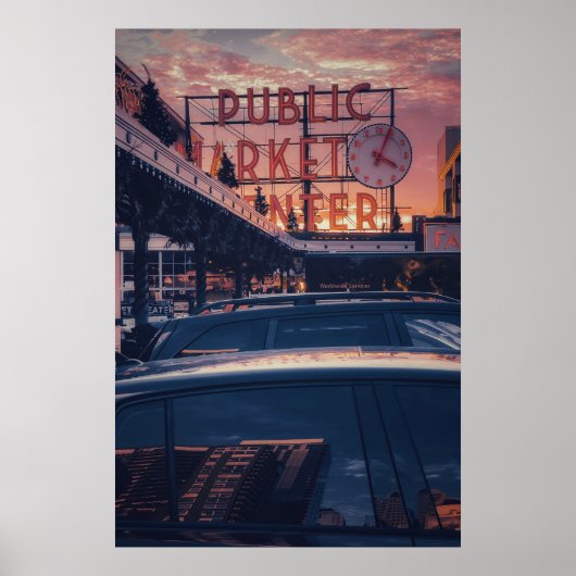 Seattle Iconisch Pike Market Center Poster (Voorkant)