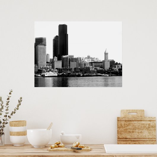 Seattle in B&W Poster (Keuken)