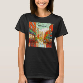 Seattle in de regen t-shirt
