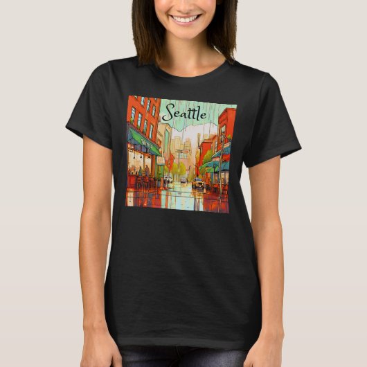 Seattle in de regen t-shirt (Voorkant)