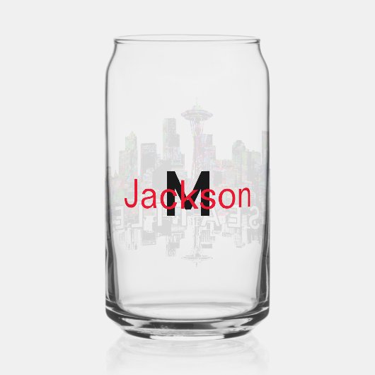 Seattle in graffiti met monogram blikvorm glas (Achterkant)