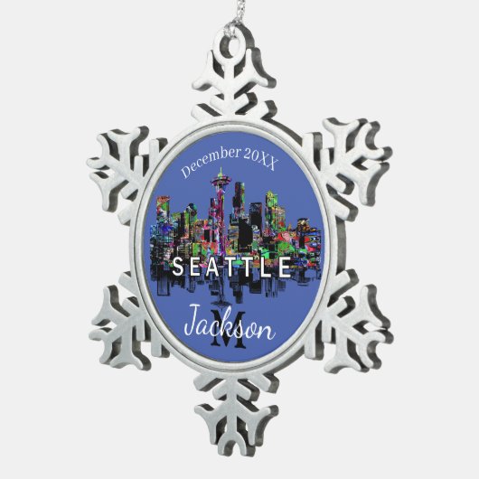 Seattle in graffiti tin sneeuwvlok ornament (Rechts)