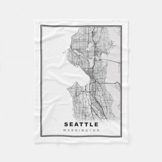 Seattle Kaart Fleece Deken (Voorkant)