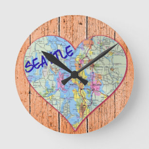 Seattle Kaart Hart Ronde Klok
