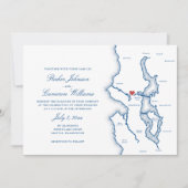 Seattle Lake Washington Map Elegant Navy Wedding Kaart (Voorkant)