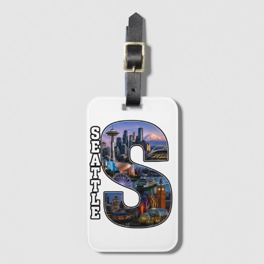 Seattle Landmark Initiaal Kunstwerk Bagagelabel (Voorkant (verticaal))