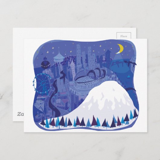 Seattle Landscape met Mount Rainier Briefkaart (Voorkant / Achterkant)