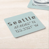Seattle Latitude en Lengtegraad Kartonnen Onderzetters (Schuin)