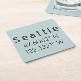 Seattle Latitude en Lengtegraad Kartonnen Onderzetters