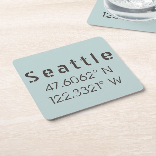Seattle Latitude en Lengtegraad Kartonnen Onderzetters (Schuin)