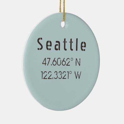 Seattle Latitude en Lengtegraad Keramisch Ornament (Rechts)