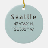 Seattle Latitude en Lengtegraad Keramisch Ornament (Voorkant)