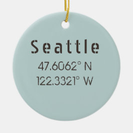 Seattle Latitude en Lengtegraad Keramisch Ornament