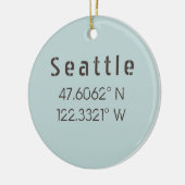 Seattle Latitude en Lengtegraad Keramisch Ornament (Links)