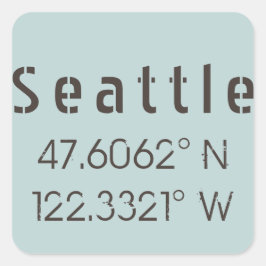 Seattle Latitude en Lengtegraad Vierkante Sticker