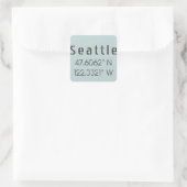 Seattle Latitude en Lengtegraad Vierkante Sticker (Tas)