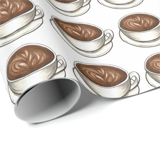 Seattle latte koffie cappuccino latte plat wit cadeaupapier (Rol Hoek)