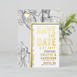 Seattle Liefdeszoeker | Huwelijk "Save the Date" Folie Uitnodiging