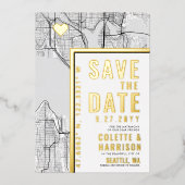 Seattle Liefdeszoeker | Huwelijk "Save the Date" Folie Uitnodiging (Voorkant)