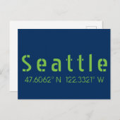 Seattle Longitude Latitude-teamkleuren Briefkaart (Voorkant / Achterkant)
