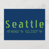 Seattle Longitude Latitude-teamkleuren Briefkaart (Voorkant)