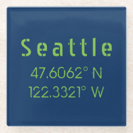 Seattle Longitude Latitude-teamkleuren Glazen Onderzetter