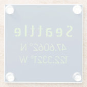 Seattle Longitude Latitude-teamkleuren Glazen Onderzetter (Achterkant)