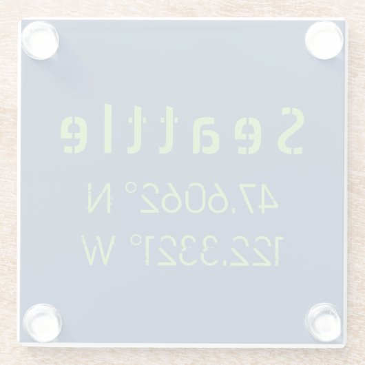 Seattle Longitude Latitude-teamkleuren Glazen Onderzetter (Achterkant)