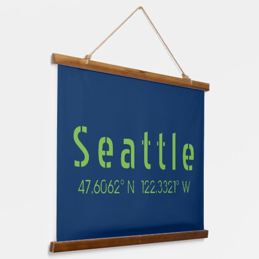 Seattle Longitude Latitude-teamkleuren Hangend Wandkleed (Gebogen)