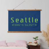 Seattle Longitude Latitude-teamkleuren Hangend Wandkleed (Slaapkamer)
