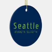 Seattle Longitude Latitude-teamkleuren Keramisch Ornament (Rechts)