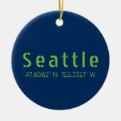 Seattle Longitude Latitude-teamkleuren Keramisch Ornament (Voorkant)
